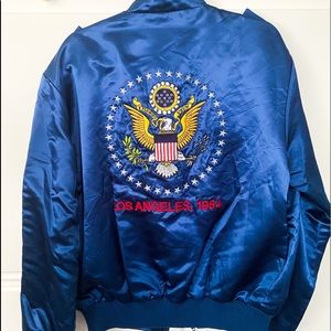 Rare Vintage Blue Silk USA Bomber Jacket